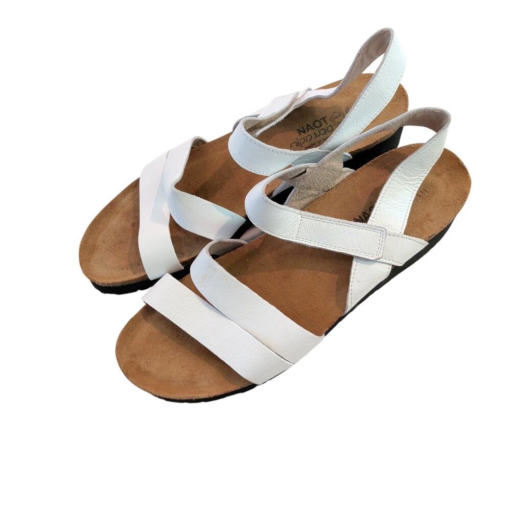 Naot Women's Sz 42 (US 11) Kayla Strappy Sandals White Leather Comfort Shoes